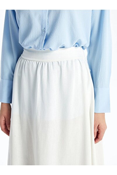 LC Waikiki LCW elasztikus derék, sima vászonkeverék női kiszélesedő szoknya