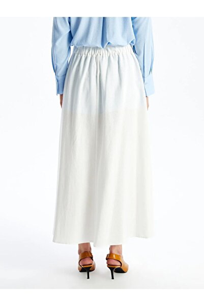 LC Waikiki LCW elasztikus derék, sima vászonkeverék női kiszélesedő szoknya