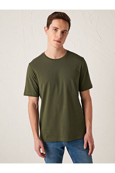 LC Waikiki Men's Khaki T-Shirt Crew Neck Basic Short Sleeve Cotton Basic from Your Fashion Style