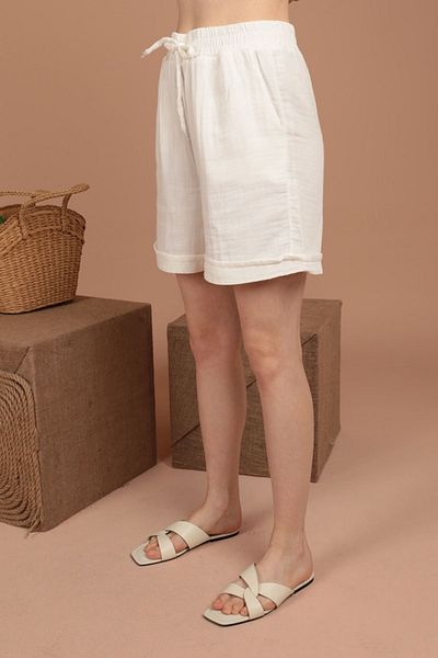 ziend fashion New Season Ecru Women's Shorts - Muslin Fabric Summer