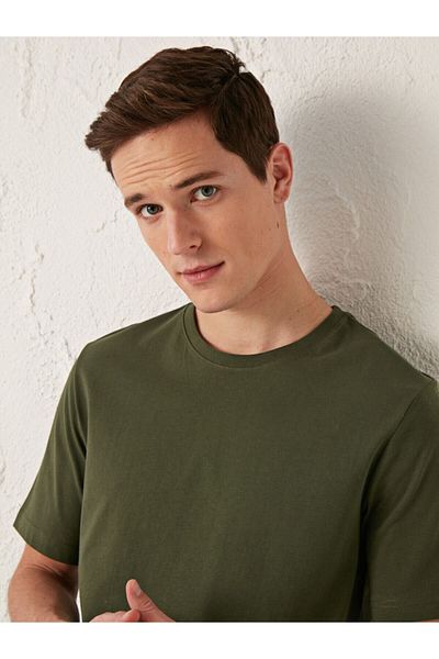 LC Waikiki Men's Khaki T-Shirt Crew Neck Basic Short Sleeve Cotton Basic from Your Fashion Style