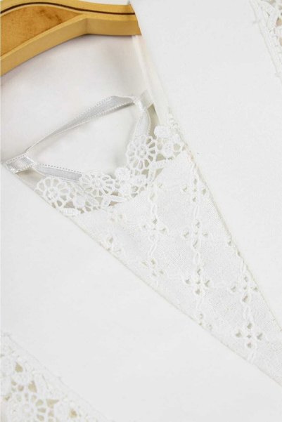 Şirin Şeyler Butiği Mademoiselle Short Sleeve Girl's Lace Scalloped White Lined Dress Scallop Dress Scalloped Dress