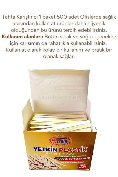 Yetkin Plastik Wooden Tea Coffee Mixer 500 Pieces