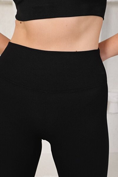 The Wear سروال نسائي أسود مخطط مضلع - رياضي للاستخدام اليومي