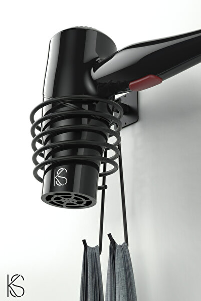 KILINÇ STORE Siyah Fön Makinesi Askısı Saç Kurutma Makinesi Tutacağı Yapışkan...