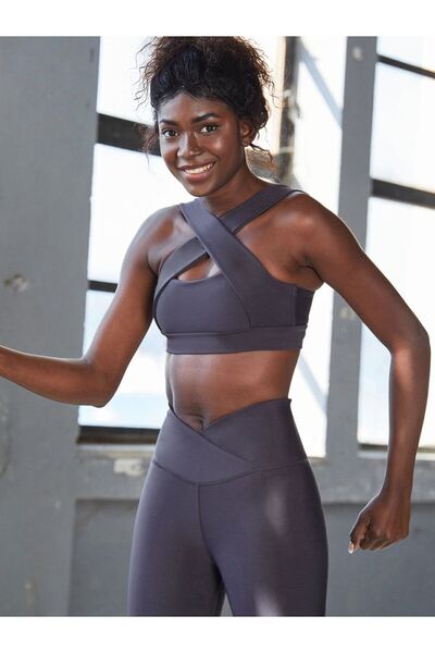 lismina Antrasit Göğüs Dekolteli Spor Büstiyer ( Sporcu Sütyeni )