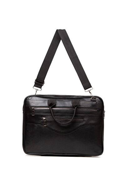 LOOP DESIGN Hakiki Deri Unisex Çanta 4 Bölmeli El Ve Omuz Askılı Laptop Çantası Evrak Çantası Orta Boy