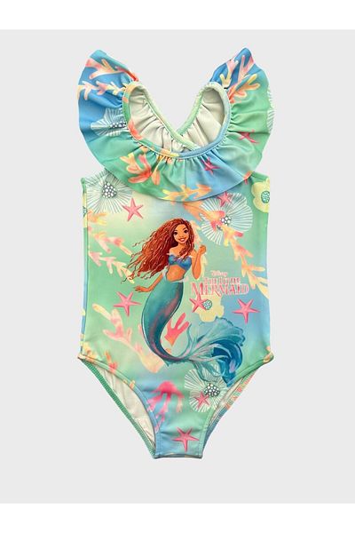 ALİŞ KİDS Green Mermaid Patterned - Frilly Girl's Swimsuit