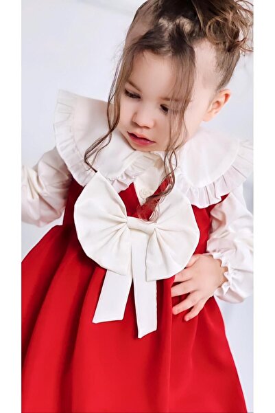 ARBABAG&ACCESSORY Σετ δύο τεμαχίων από πολυβίσκο και λευκή ποπλίνα κόκκινο φόρεμα - πουκάμισο