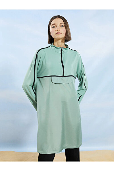 LC Waikiki Lcw Dream Stand Collar Plain Long Sleeve Women's Hijab Swimsuit Top