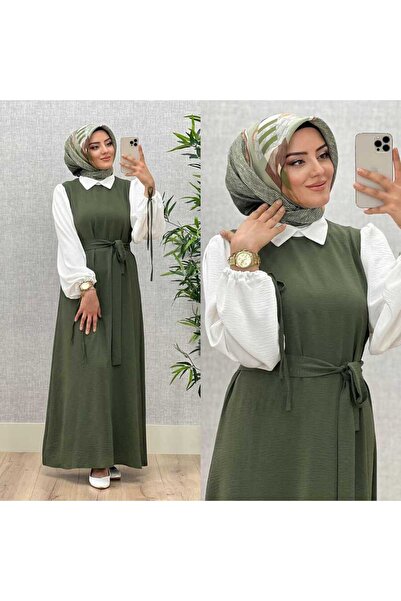 azzebutik فستان موديل Tuğce 6420 - K75 كاكي