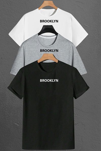 EFFRENATU Hila Moda - Μπλουζάκι με στάμπα Brooklyn Plus Size, Σετ 3 τεμαχίων