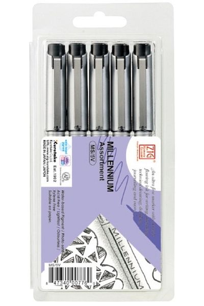 Zig Millennium Black Drawing Pen - 5v Ms, 1 Piece of 5