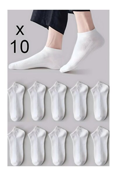 myprem socks Unisex 10 Çift Yazlık Beyaz Pantolon Çorap