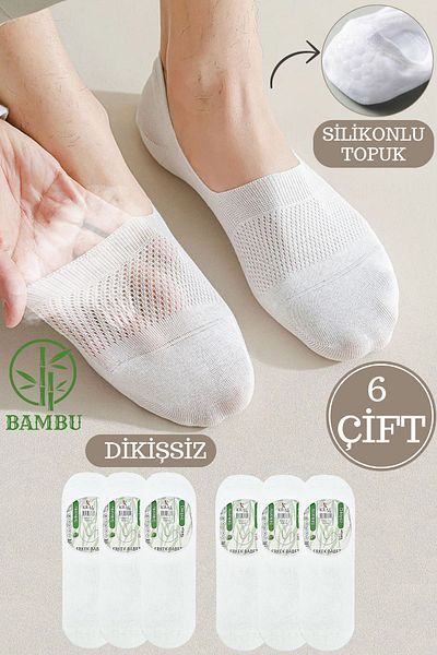 KRAL SOCKS 6 perechi de șosete balerină pentru bărbați din silicon bambus fără sudură