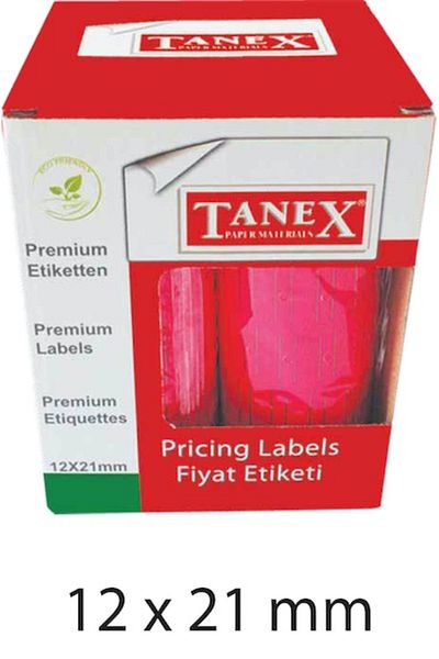 Tanex Phosphorescent Pink Price Tag 12x21 Mm 800x6 Pieces Rolls