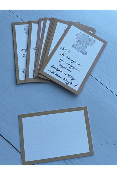 eylülün etiket fabrikası Elephant Model Thank You - Note Card - 30 Pieces