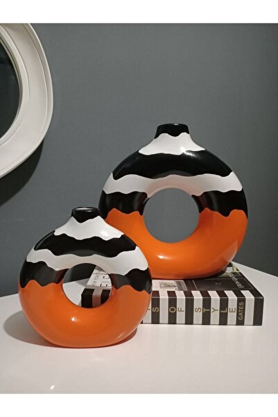 Luthien Bohemian Zebra Orange Ring and Vase Set