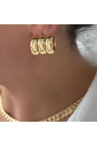 MAT STORE 3 HOOP LOOKING STEEL EARRING