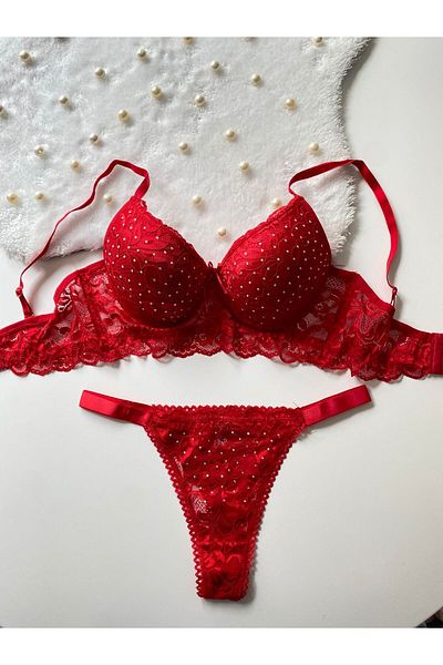 MAVEA Sprinkled Stone Thin Strap Bra Set