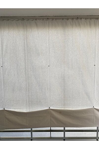 Görgülü Shop Çıtçıtlı Yüksekliği Ayarlanabilen Katlanabilir Krem Balkon Perdesi