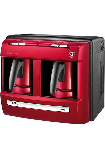 Beko Turkish Coffee Machine Double Jug, 1200W,  4 Cups, Plastic Pot, SpinJet, AntiSpill - BKK2113P