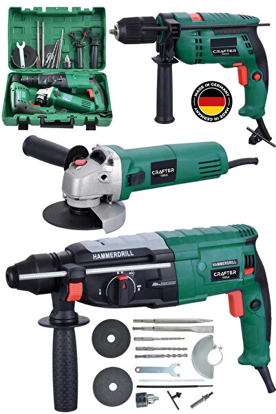 CRAFTERTOOLS Profesyonel 3'Lü Set 2-28 Hilti Matkap + 13 MM Darbeli Matkap Vi...
