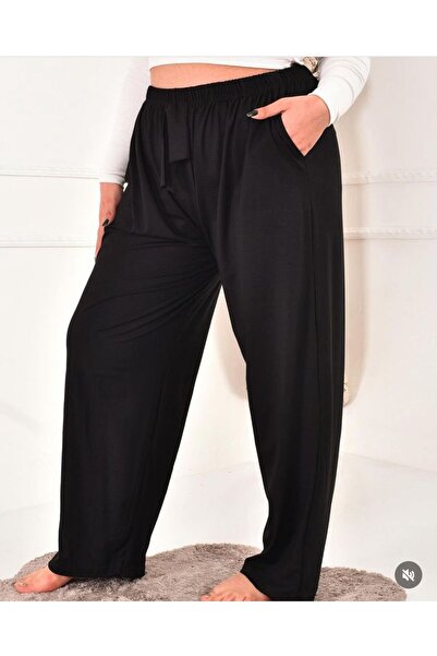 KÖMÜRCÜ GİYİM Large Size Combed Cotton Oversized Viscose Bottom