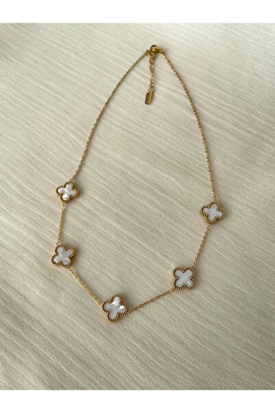 MER BİJUTERİ قلادة فان كليف الذهبية الفولاذية البيضاء - للنساء