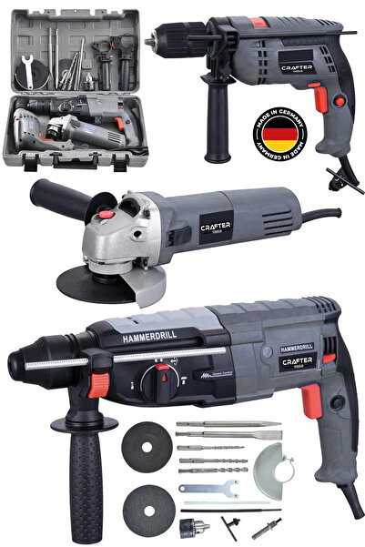CRAFTERTOOLS Profesyonel 3'Lü Set 2-28 Hilti Matkap + 13 MM Darbeli Matkap Vi...