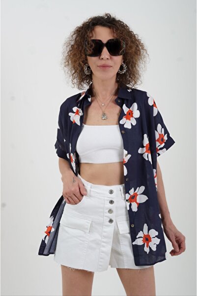 Zelish My Sister Синя сорочка з квітковим візерунком
