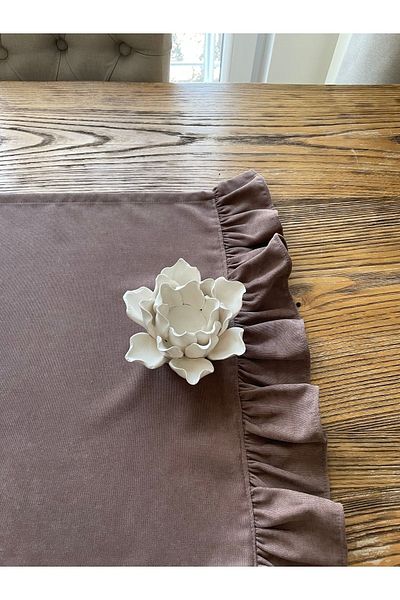 Decamor home Vintage βελούδινο ρολό με βολάν καφέ