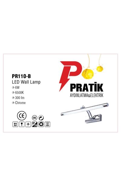 Pratik Elektromarket 50 Cm Krom Kasa Beyaz Işık Led Ayna Üstü-tablo Aplik