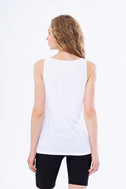 YÜKSEL IŞIK Brooklyn Printed White Thick Strap Sports Tank Top