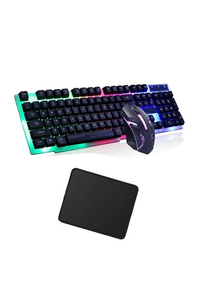 Genel Markalar Kablolu Gaming oyuncu Klavye Mouse Mousepad Set Mouse Pad Gamer Işıklı - KL-1