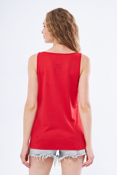 YÜKSEL IŞIK Brooklyn Printed Red Athlete's Tank - Thick Strap