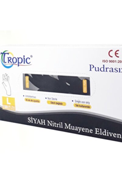 Tropic قفازات نيتريل سوداء خالية من البودرة، كبيرة الحجم، عبوتان تحتوي على 10...