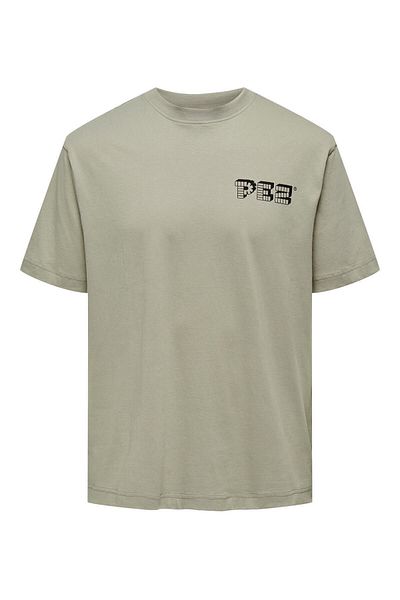 Only & Sons Ανδρικό μπλουζάκι χακί Pez Rlx Ss Tee 22026048 -03