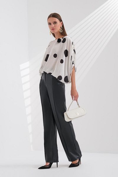 EXPLOSION Women's Normal Waist Pipe Leg Daily Use Black Trousers EXP42347-BLACK