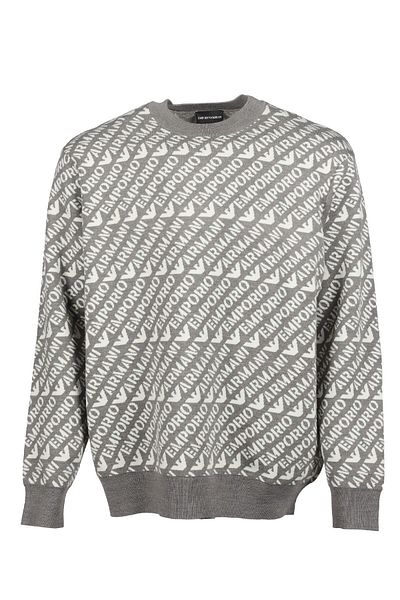 Emporio Armani Men's Logo Detailed Crew Neck Regular Fit Gray Sweater 6R1MU2 1MMKZ-F430