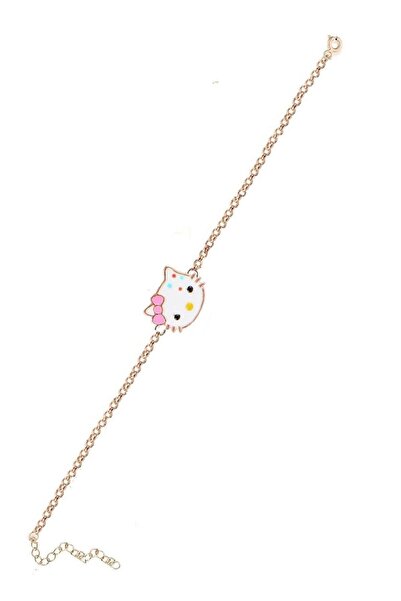 Trend Silver 925 Ayar Gümüş Çocuk Rose Mineli Yeni Kedi Modeli Bileklik (0-16 Yaş)