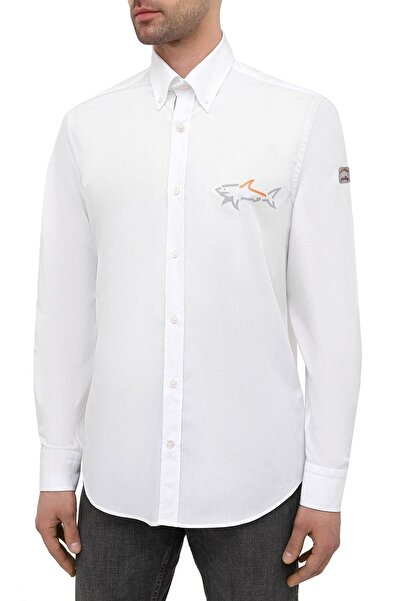 PAUL&SHARK Men's Cotton Long Sleeve Button Closure White Shirt21413464-010