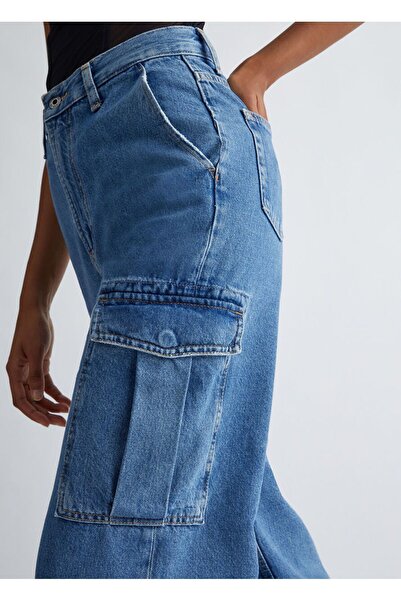 Liu Jo Women's High Waisted Pocketed Wide Leg Casual Blue Jeans UF3146DS049-78548