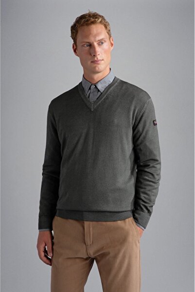 PAUL&SHARK Erkek V yaka Uzun Kollu Slim Fit Gri Kazak 13311031-761