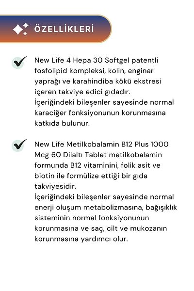 New Life B12 Plus 60 Tablets and 4 Hepa Functions