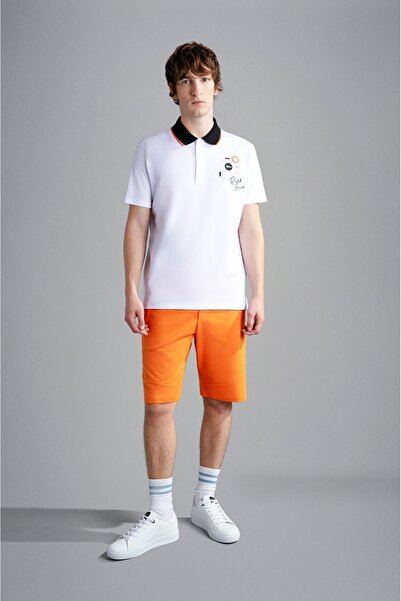 PAUL&SHARK Men's Polo Collar Button Closure Short Sleeve White Polo Collar T-Shirt24411351-010