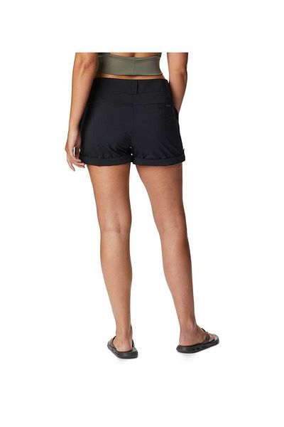 Columbia Pantaloni scurți de damă model negru uni - talie normală, țesătură 2037201 -010