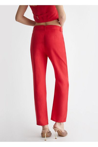 Liu Jo Women's Belt Buckle High Waisted Long Red Pants MA4320T4818-81761