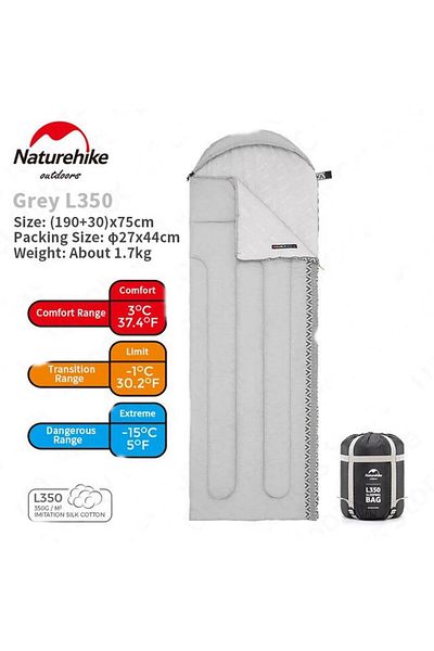 Naturehike L350 Envelope Style Hooded Sleeping Bag -15°c
