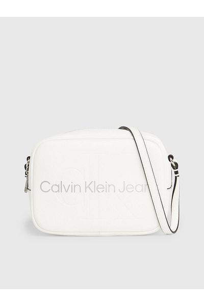 Calvin Klein Women's Brand Logo Adjustable Shoulder Strap Stylish Looking White Shoulder Bag Suitable for Daily Use